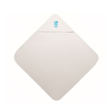 Toalla blanca de algodón con capucha para bebé 300 g/m2