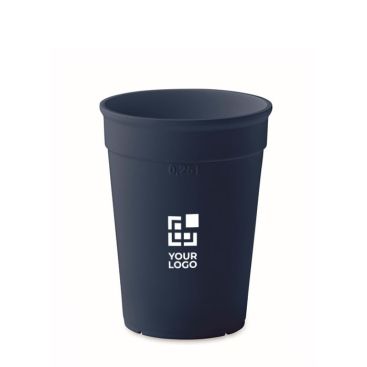 Vaso de plástico reciclado reutilizable de pared simple 250ml vista de impresión
