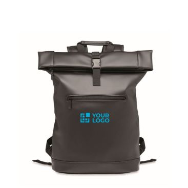 Mochila roll top de suave cuero sintético para portátil 15''