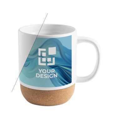 Taza de cerámica para sublimación con base de corcho extríble 390ml