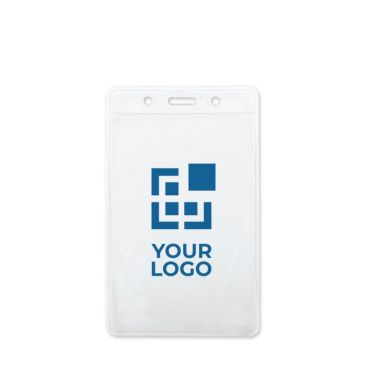 Identificador transparente en forma vertical para lanyard 7.5x12cm