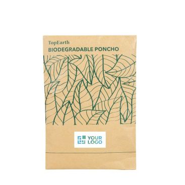 Poncho ecológico con capucha de material biodegradable 127x100cm color natural tercera vista