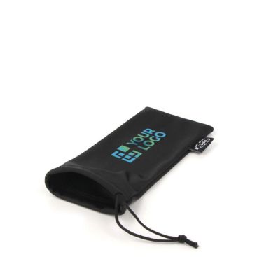 Funda negra para gafas de sol hecha de RPET con cordón de cierre