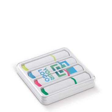Kit de 4 marcadores de distintos colores en caja transparente