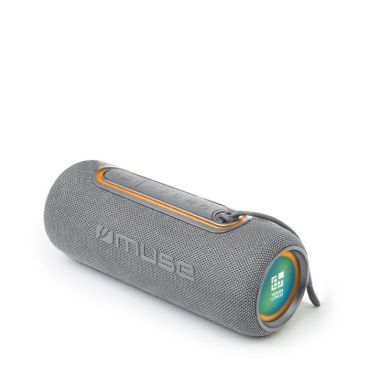 Altavoz en forma cilíndrica resistente al agua y detalles LED vista principal