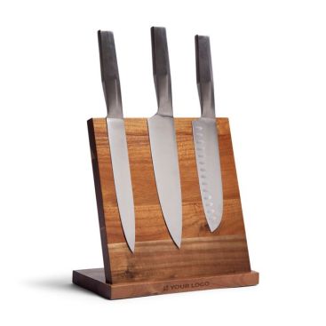 Portacuchillos hecho de madera de acacia magnético Orrefors color madera