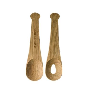 Set de 2 utensilios para servir ensalada hechos de roble