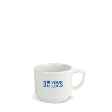 Taza de cerámica blanca con una asa rectangular compacta 250ml