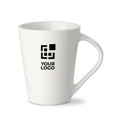 Taza de porcelana blanca con gran asa triangular hecha en EU 270ml