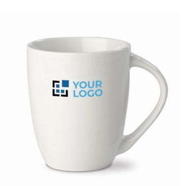 Taza blanca de cerámica con asa triangular hecha en EU 270ml