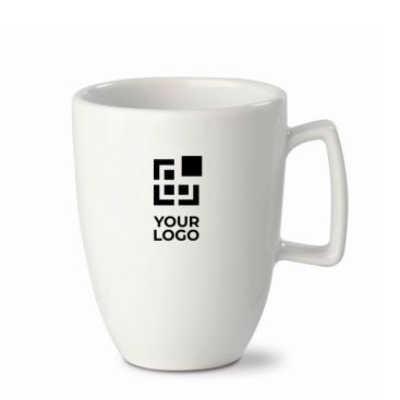 Taza blanca de cerámica con asa rectangular hecha en EU 230ml