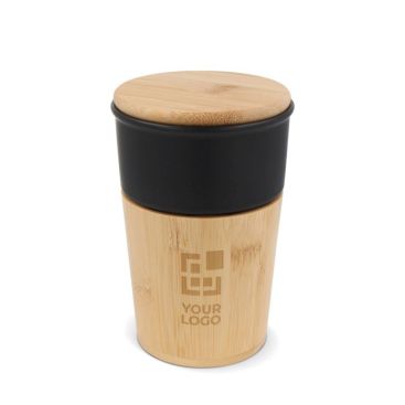 Vaso de cerámica con detalles de bambu y tapa a presión