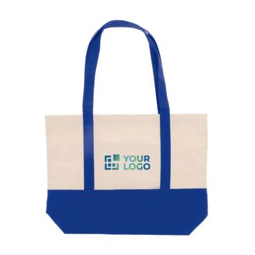 Bolsa de algodón con detalle de color en base y asas 280 g/m2 vista principal