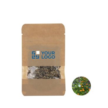 Bolsa de semilla de flores presentadas en bolsa de papel kraft