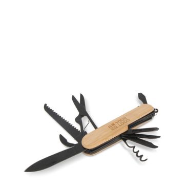 Multiherramienta de bambú con 9 funciones y opción para colgar