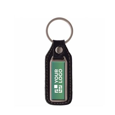 Llavero rectangular de metal para personalizar con cuero