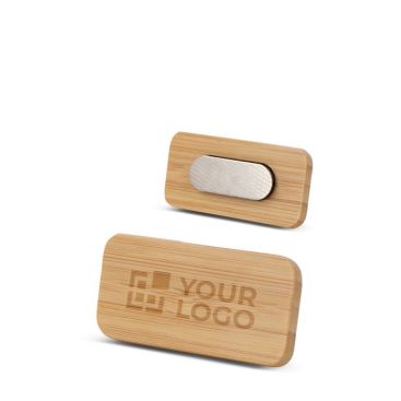 Identificador de bambú rectangular con imán para fijar color natural
