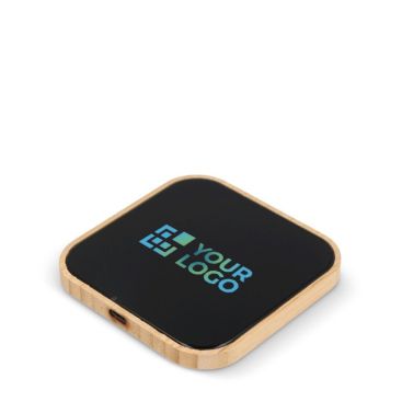 Cargador inalámbrico cuadrado de bambú y cristal negro 10W