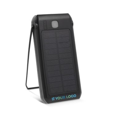 Batería externa y linterna recargable con energía solar color negro segunda vista