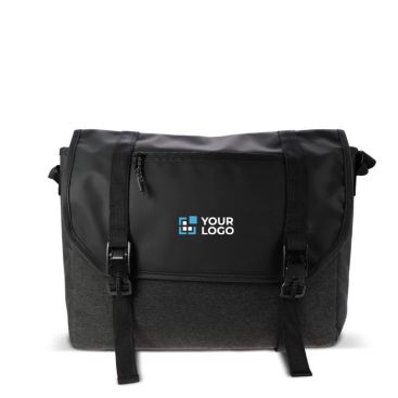 Maletín para portátil de RPET estilo mensajero con asa acolchada