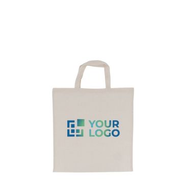 Bolsa de algodón OEKO-TEX con asas cortas 140 g/m2
