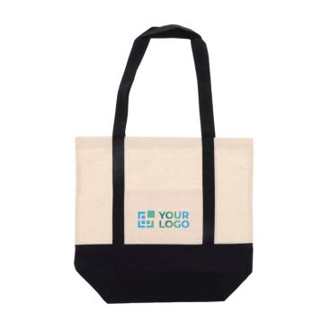 Bolsa de algodón con detalle de color en base y asas 140 g/m2