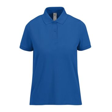 Polo clásico de algodón para mujer de manga corta 180 g/m2 B&C color azul real vista de impresión
