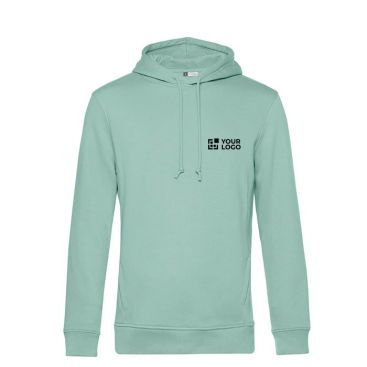 Sudadera moderna de algodón orgánico con capucha 280 g/m2 B&C color verde menta your logo