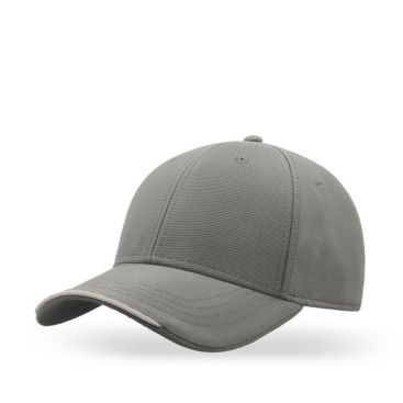 Gorra de poliéster reciclado con 6 paneles y visera con ribete color gris claro vista de impresión