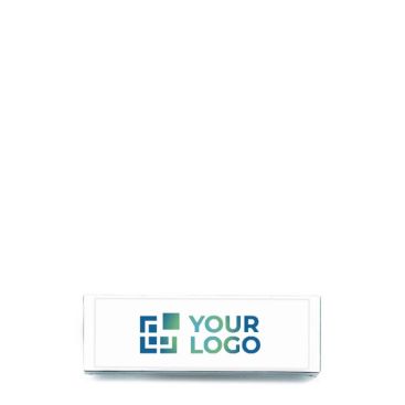 Identificador plateado con papel interior y cierre magnético color plateado vista de impresión