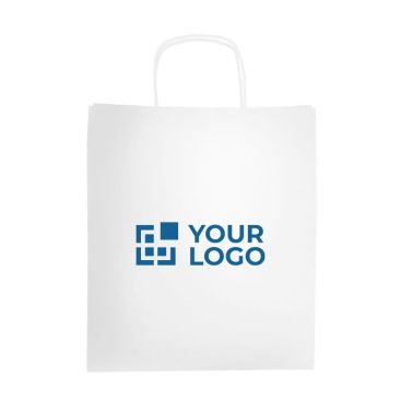 Bolsa clásica de kraft con espacioso tamaño y asas 110 g/m2 color blanco vista de impresión