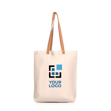 Bolsa de algodón con asas de cuero sintético resistentes 180 g/m2