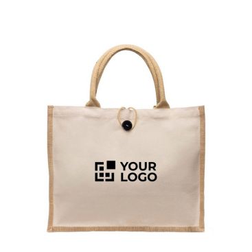 Bolsa de algodón y yute con botón de cierre para marketing 310 g/m2 Bolsa de algodón y yute con botón de cierre para marketing 310 g/m2