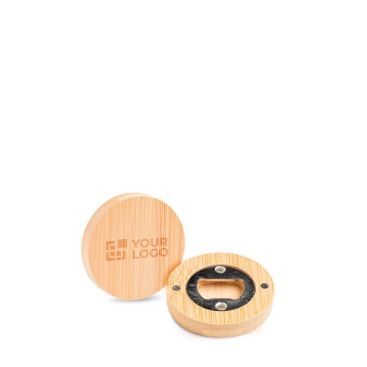 Abridor de botellas de acero inoxidable y bambú con imán