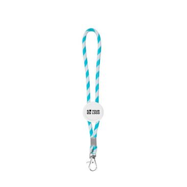 Llavero alargado tipo lanyard que es ajustable y lleva mosquetón