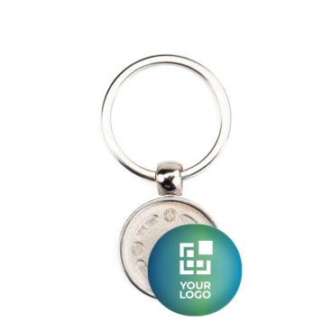 Llavero redondo metálico con personalización a dos caras y tapa