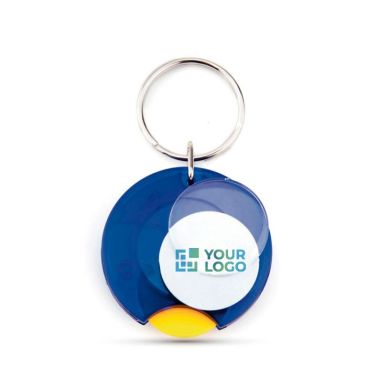 Llavero con moneda para carro y papel personalizable en la cubierta