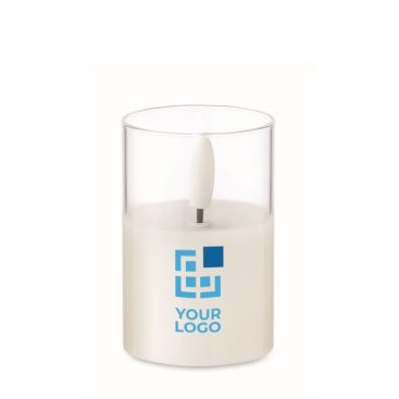 Vela pequeña en tarro transparente con luz LED de efecto de llama real