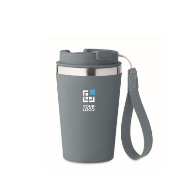 Vaso térmico de acero inoxidable con correa de transporte 350ml color negro mate vista de impresión