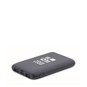 Powerbank rectangular hecho de ABS reciclado 5.000 mAh color azul marino vista de impresión