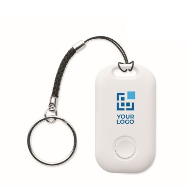 Localizador inteligente inalámbrico de bolsillo con mosquetón color blanco vista de impresión