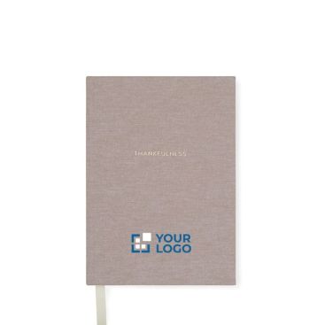 Diario de papel reciclado con funda de tela y marcapáginas A5