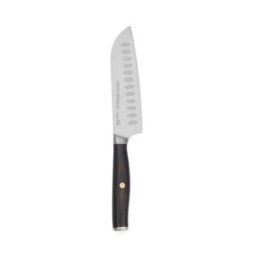 Cuchillo santoku de acero inoxidable reciclado y madera hoja 14cm Cuchillo santoku de acero inoxidable reciclado y madera hoja 14cm