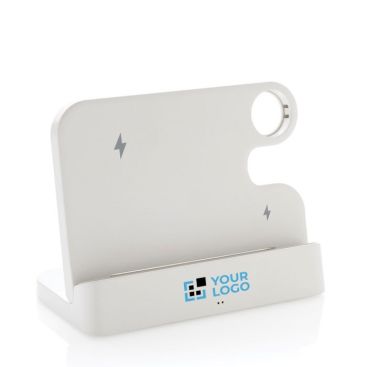 Soporte de carga de plástico reciclado inalámbrico para 3 dispositivos