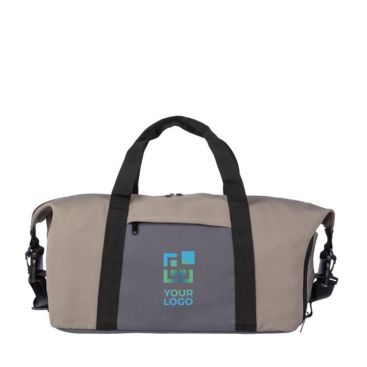 Bolsa de viaje tricolor con compartimiento lateral para zapatos color marrón grisáceo vista de impresión