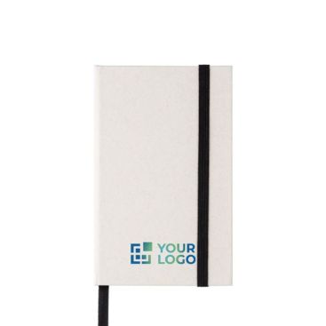 Libreta reciclada de tapa dura con elástico negro hojas a rayas A6