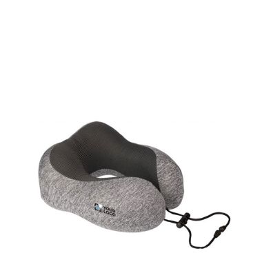 Almohada de viaje bicolor de espuma viscoelástica con funda color gris vista de impresión