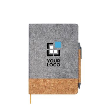 Libreta con tapa dura de corcho y fieltro reciclado A5 hojas a rayas