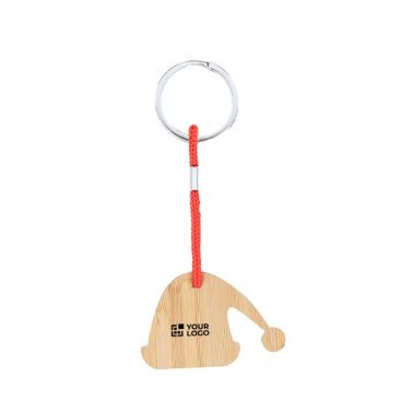 Llavero navideño de bambú en forma de gorro de Papa Noel