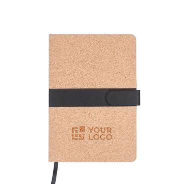 Libreta de corcho con banda de cierre magnético de PU a rayas A5